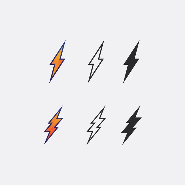 Knipperende Elektrische Vector Bliksem Pictogram Logo Symbolen — Stockvector