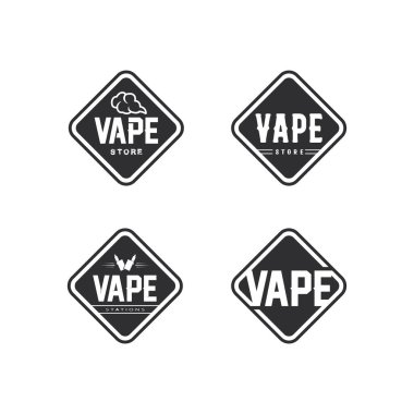 vape ve buhar logosu duman vektörü ve buharlaştırma cihazı ve yaşam tarzı modern sigara için tasarım ayarla
