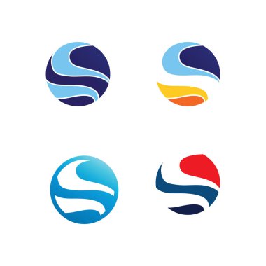 Su dalgası ve güneş ikonu vektör çizim logosu