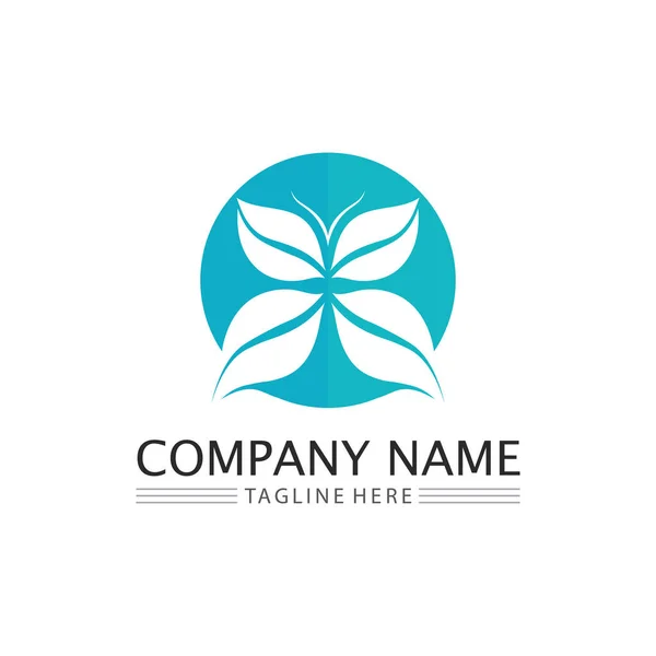 Leaf Nature Tree Logo Business Vector Green Plant Ecologyy Design — стоковий вектор