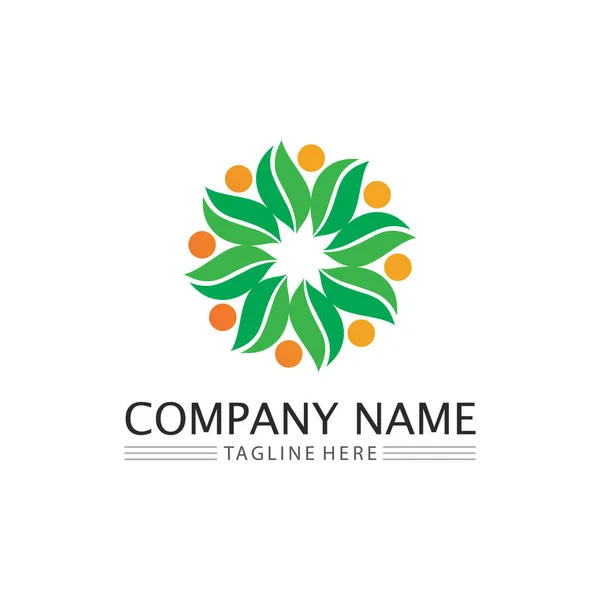 Leaf Nature Tree Logo Business Vector Green Plant Ecology Design — Stock Vector