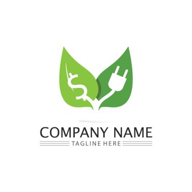 Ağaç yaprağı vektörü ve yeşil logo tasarımı dostane kavram 