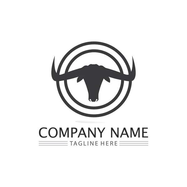 Μπουλ Βουβάλι Κεφάλι Αγελάδα Ζώων Μασκότ Λογότυπο Σχεδιασμό Φορέα Για — Διανυσματικό Αρχείο