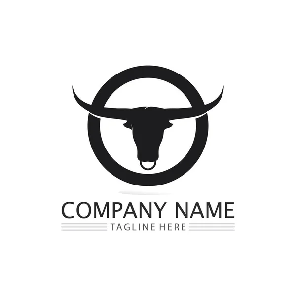 Bull Cabeça Búfalo Vaca Mascote Animal Logotipo Vetor Design Para — Vetor de Stock