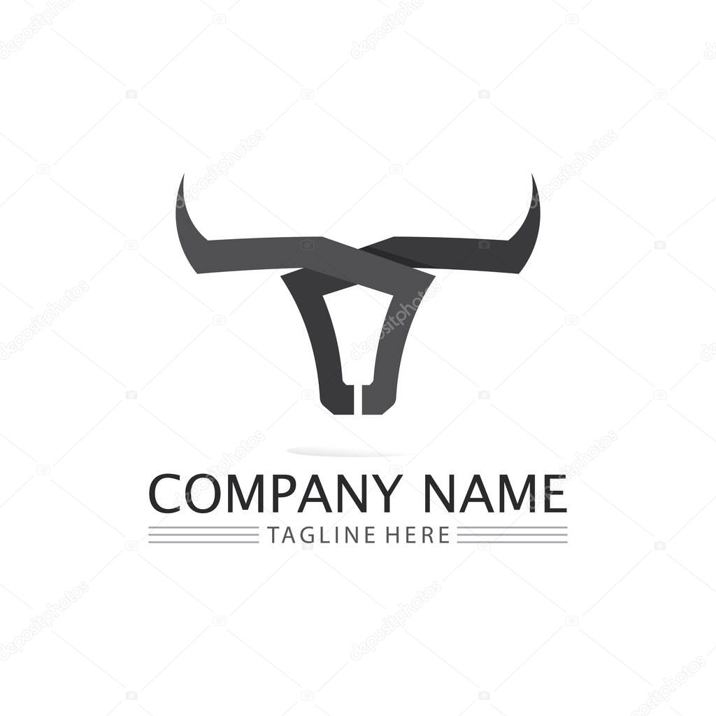 Bull buffalo head, cow, animal  mascot logo design vector for sport horn buffalo, animal, mammals, head logo, wild, matado