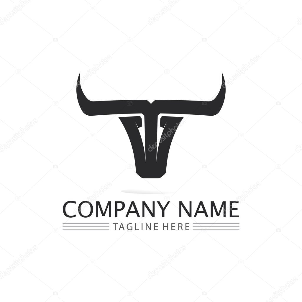 Bull buffalo head, cow, animal  mascot logo design vector for sport horn buffalo, animal, mammals, head logo, wild, matado