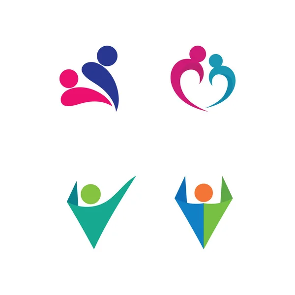 人々のロゴチームの仕事のブランドとビジネスロゴ ベクトルコミュニティ 団結カラフルで友情 パートナーチームワークケアのロゴを成功させる — ストックベクタ