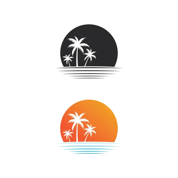 Palm Boom Zomer Logo Template Vector Illustratie — Stockvector