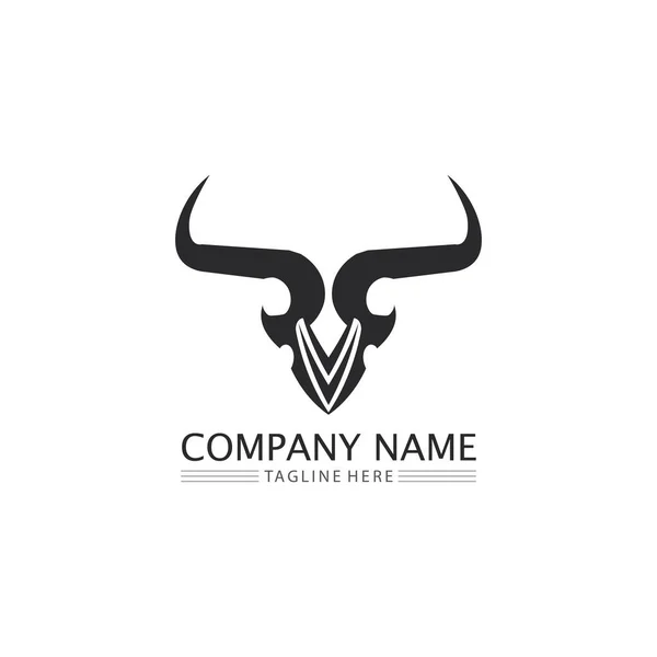 Bull Búfalo Cabeça Vaca Animal Mascote Logotipo Design Vetor Para — Vetor de Stock