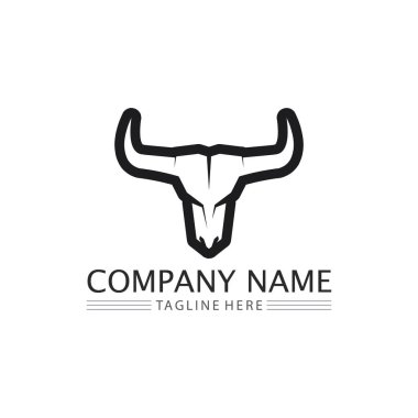 Boğa ve bufalo başlı inek maskotu logosu spor boynuzu hayvan memelilerinin baş logosu vahşi matador için tasarım vektörü