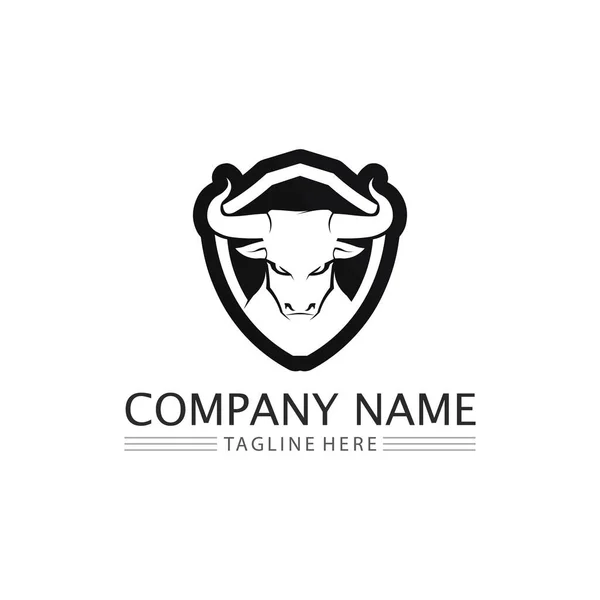 Ταύρος Και Βουβάλια Κεφάλι Αγελάδας Ζώων Μασκότ Λογότυπο Σχεδιασμό Φορέα — Διανυσματικό Αρχείο