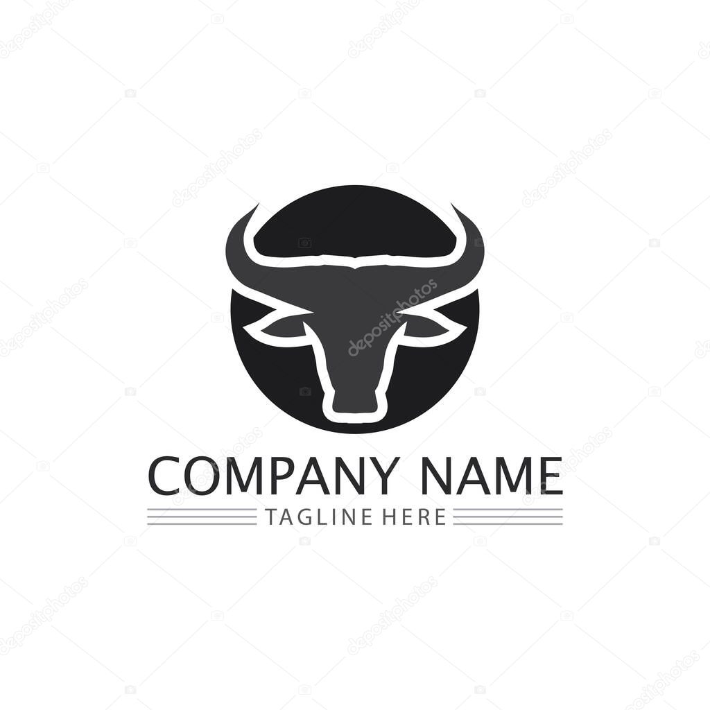 Bull and buffalo head cow animal  mascot logo design vector for sport horn buffalo animal mammals head logo wild matador