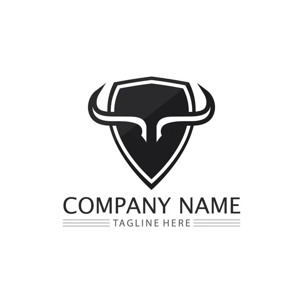Bull Búfalo Cabeça Vaca Animal Mascote Logotipo Design Vetor Para —  Vetores de Stock