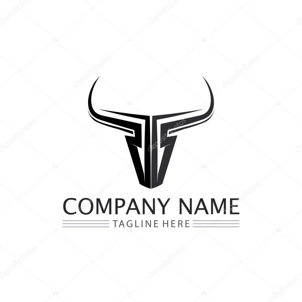 Bull buffalo head cow animal  mascot logo design vector for sport horn buffalo animal mammals head logo wild matador