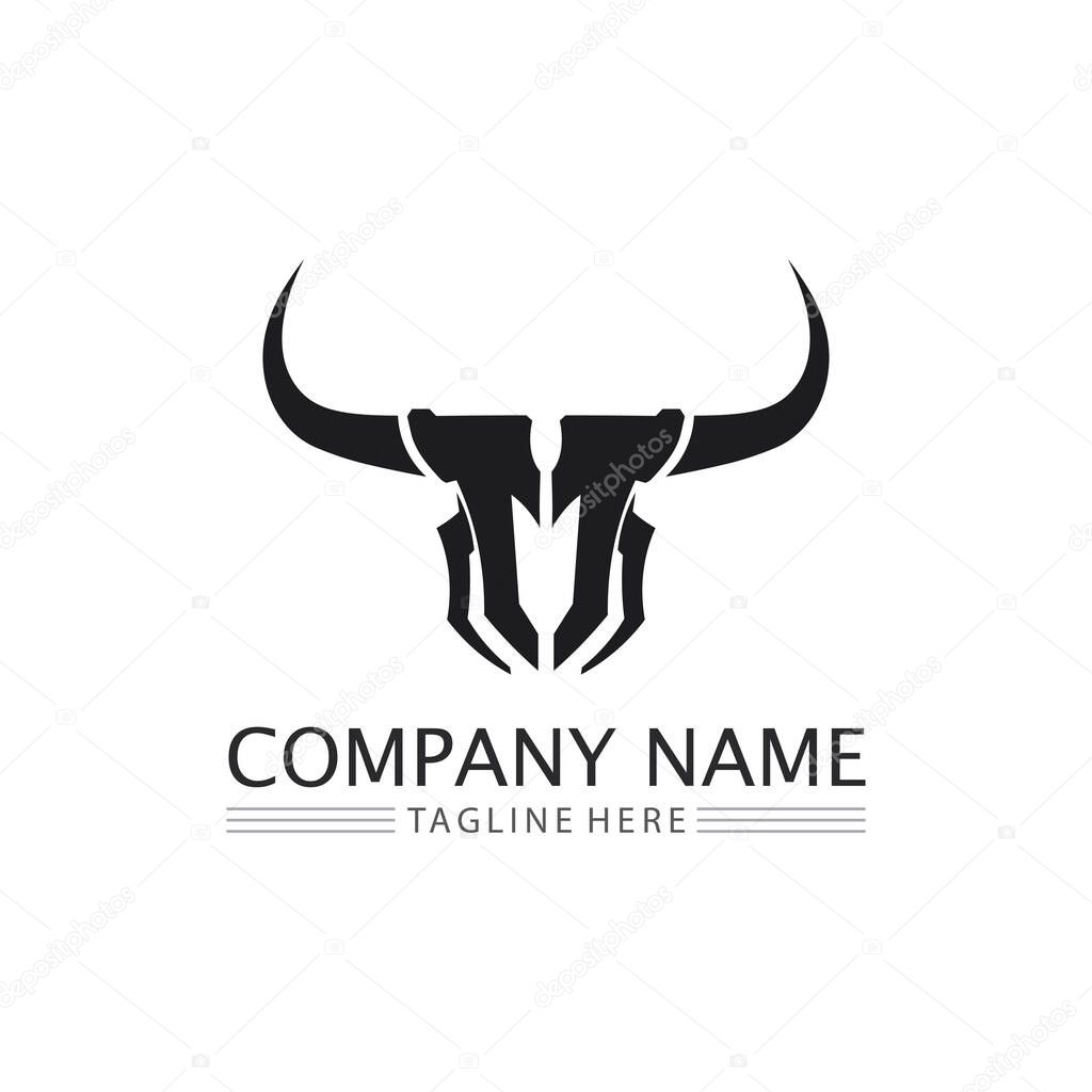 Bull buffalo head cow animal  mascot logo design vector for sport horn buffalo animal mammals head logo wild matador