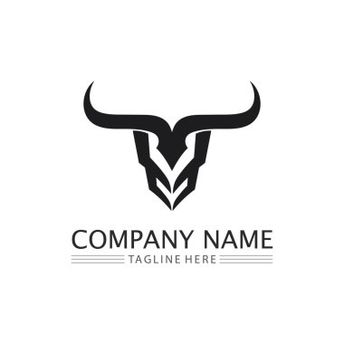 Bufalo başlı inek maskotu logosu spor boynuzu hayvan memelilerinin baş logosu vahşi matador için tasarım vektörü