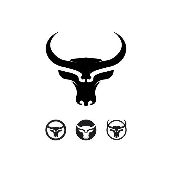 Toro Bufalo Testa Mucca Animale Mascotte Logo Design Vettore Corno — Vettoriale Stock