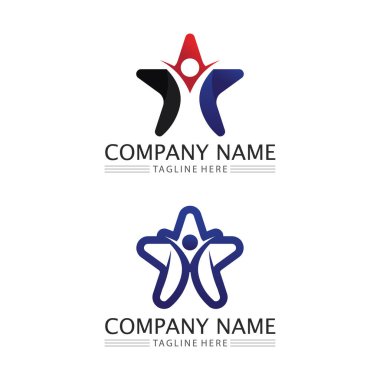 People Icon ve star logo çalışma grubu Vektör illüstrasyon tasarımı
