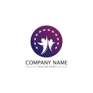 People Icon ve star logo çalışma grubu Vektör illüstrasyon tasarımı