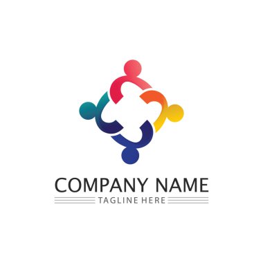 People Community logo çalışma ekibi ve iş vektör logosu ve tasarım grubu ailesi