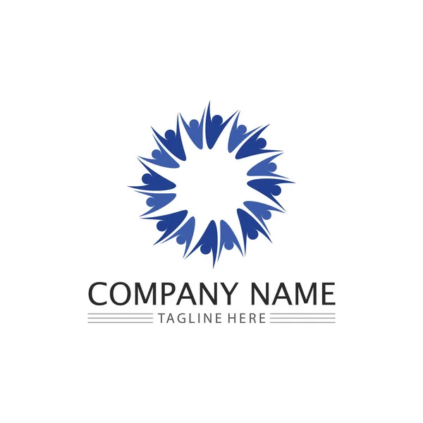 Pessoas Equipe Trabalho Logotipo Comunidade Logotipo Vetor Negócios Família Grupo —  Vetores de Stock
