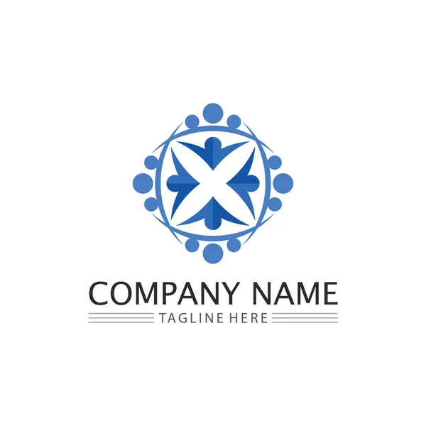 Persone Gruppo Lavoro Del Logo Comunitario Famiglia Del Logo Del — Vettoriale Stock