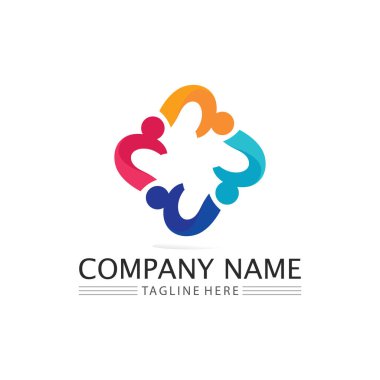 People Community, care group network ve sosyal simge tasarım şablonu