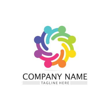 People Community, care group network ve sosyal simge tasarım şablonu