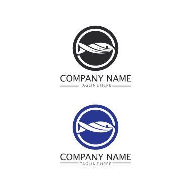 Balık logosu ve su hayvan simgesi yaratıcı vektör sembolü şablonu