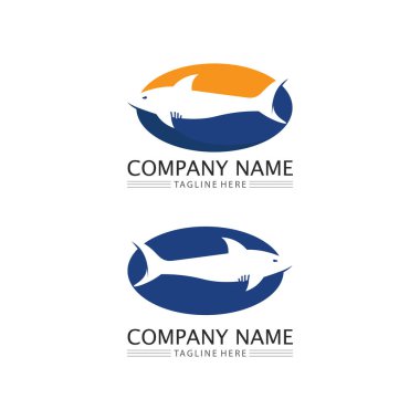 Balık logosu ve su hayvan simgesi yaratıcı vektör sembolü şablonu