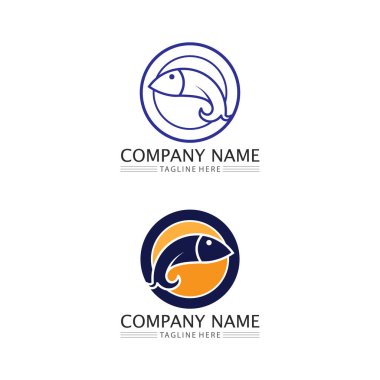 Balık logosu ve su hayvan simgesi yaratıcı vektör sembolü şablonu
