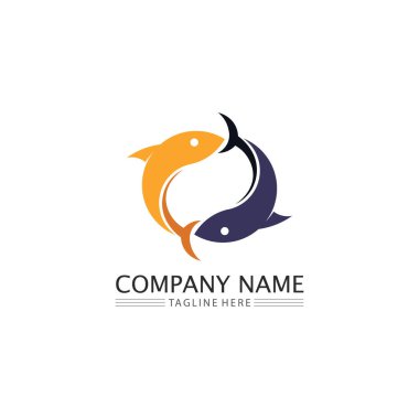 Balık simgeleri su ve hayvanların logo kuyruklarını ve solungaçlarını gösteriyor