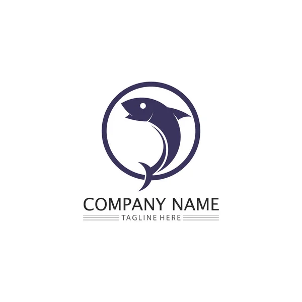 Ícones Peixe Mostrando Aquáticos Animais Logotipo Caudas Guelras — Vetor de Stock