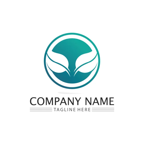 Logo Leaf Nature Tree Vettore Impresa Ecologia Verde Progettazione Icona — Vettoriale Stock