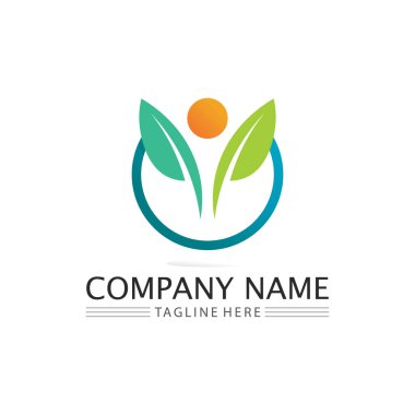 Yeşil ağaç yaprağı ekoloji doğa elementi vektörü logoları