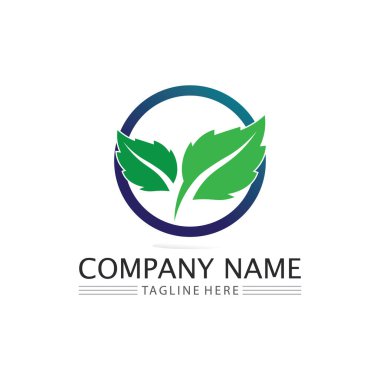 Yeşil ağaç yaprağı ekoloji doğa elementi vektörü logoları