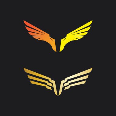 Falcon, kartal logosu ve kanat vektör çizim simgesi