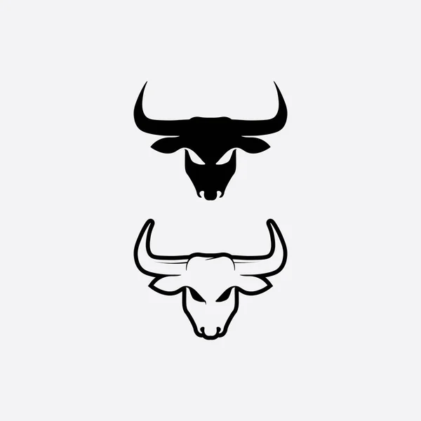 Toro Bufalo Testa Mucca Animale Mascotte Logo Design Vettore Corno — Vettoriale Stock