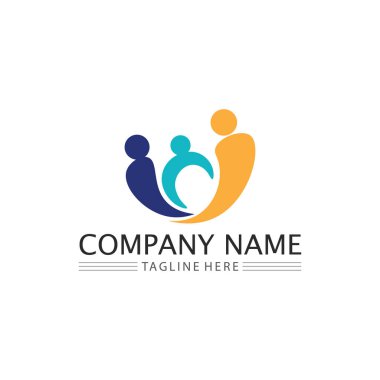 İnsanlar ve insanlar logo tasarımı Toplum bakım ikonu ve vektör grubu