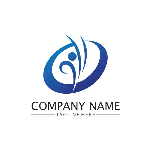 Conception Logo Humain Humain Icône Soins Communautaires Groupe Vectoriel — Image vectorielle