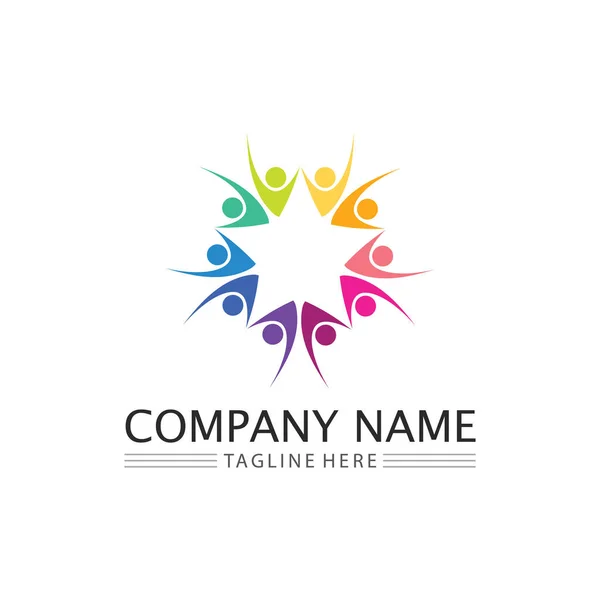 Logo Człowieka Ludzi Projekt Ikony Opieki Wspólnotowej Grupy Wektorowej — Wektor stockowy