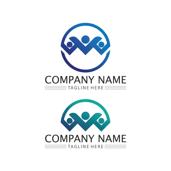 Menschen Und Menschen Logo Design Community Care Symbol Und Vektorgruppe — Stockvektor