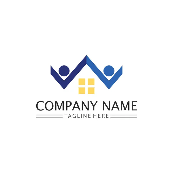 Logo Człowieka Ludzi Projekt Ikony Opieki Wspólnotowej Grupy Wektorowej — Wektor stockowy