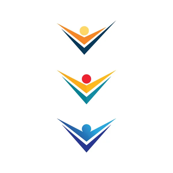 Människa Och Människor Logo Design Community Vård Ikon Och Vektor — Stock vektor