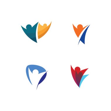 Halk Topluluğu, bakım grubu ağı ve sosyal simge tasarım vektörü ve şablonu