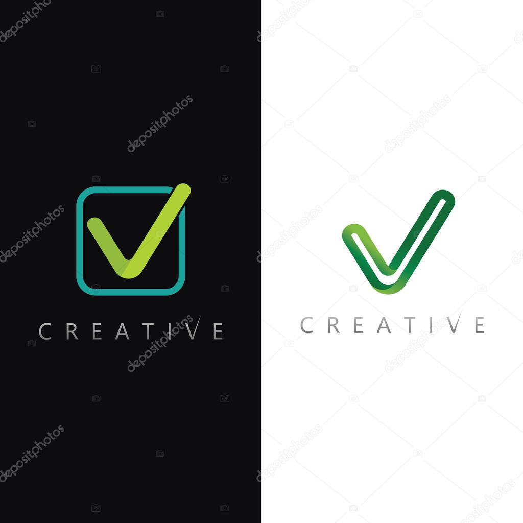 Elegant V Letter Check Logo Template for Verified and Trusted Brand Identity