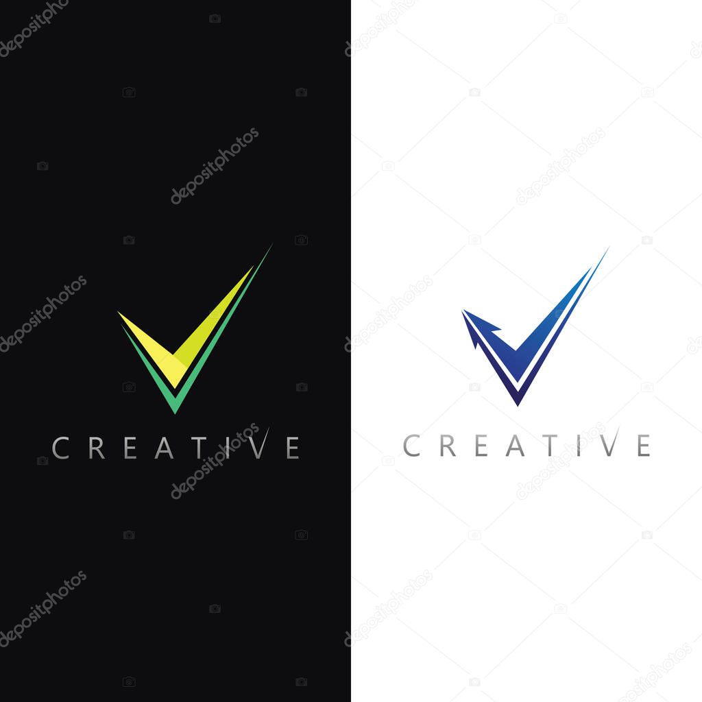 Creative V Shape Icon Design for Verified Company and Certification Branding