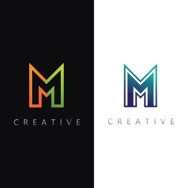 Modern Letter M Logo Design with Geometric Shapes and Gradient Color Concept