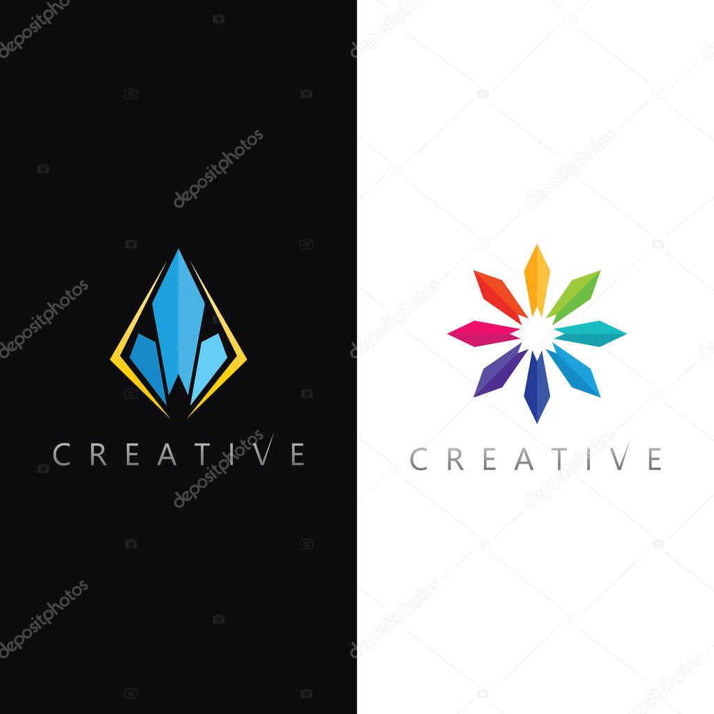 Geometric diamond logo design symbol for elegance purity brilliance and perfection