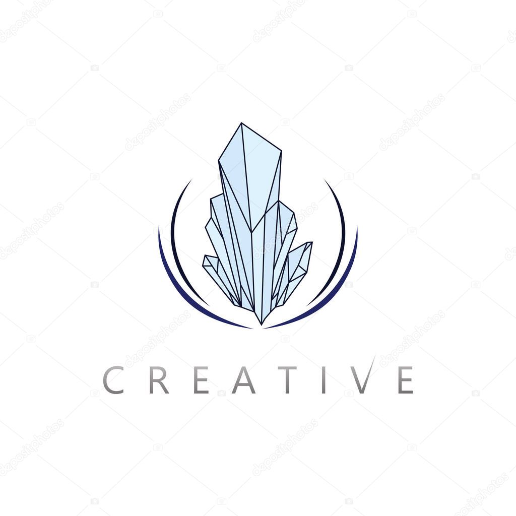Crystal diamond vector logo design with clean modern minimalist luxurious graphic concept